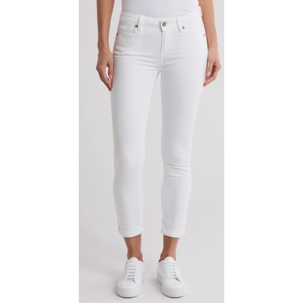 PAIGE Kylie Crop Optic White Denim Jeans Sz 30 Cropped Cuffed Slim Fit $209 NWOT
